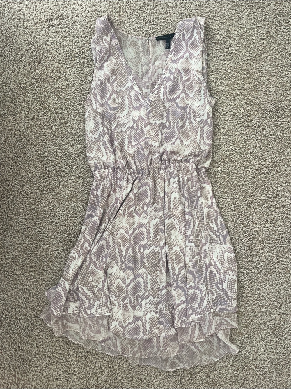 White House Black Market Sleeveless Snake-Print V-Neck Dress